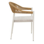 Elation aluminum armchair stackable white frame-textilene natural rattan 56x52x76cm - Слика 3