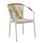 Aluminum armchair Convince stackable white frame-textilene natural rattan 56x63x82cm