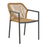 Алуминиумска фотелја Lush рамка од антрацит наредена на рам - природен ратан 56x59x80 см