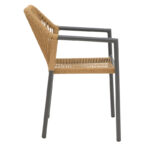 Aluminum armchair Lush stackable anthracite frame-natural rattan 56x59x80cm - Слика 3