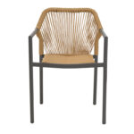 Aluminum armchair Lush stackable anthracite frame-natural rattan 56x59x80cm - Слика 4