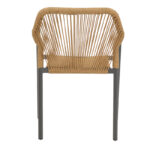 Aluminum armchair Lush stackable anthracite frame-natural rattan 56x59x80cm - Слика 5