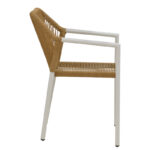 Lush aluminum armchair stackable white frame-natural rattan 56x59x80cm - Image 3