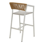 Aluminum bar stool Phoenix stackable white frame-textilene natural rattan 53x58x103cm - Слика 2