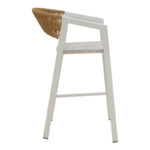 Aluminum bar stool Phoenix stackable white frame-textilene natural rattan 53x58x103cm - Слика 3