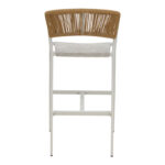 Aluminum bar stool Phoenix stackable white frame-textilene natural rattan 53x58x103cm - Слика 5