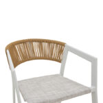 Aluminum bar stool Phoenix stackable white frame-textilene natural rattan 53x58x103cm - Слика 6