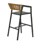 Aluminum bar stool Phoenix stackable anthracite frame-textilene natural rattan 53x58x103cm - Слика 2