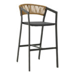Aluminum bar stool Phoenix stackable anthracite frame-textilene natural rattan 53x58x103cm