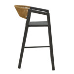 Aluminum bar stool Phoenix stackable anthracite frame-textilene natural rattan 53x58x103cm - Слика 3