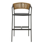 Aluminum bar stool Phoenix stackable anthracite frame-textilene natural rattan 53x58x103cm - Слика 4