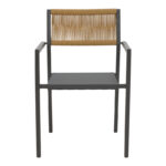 Aluminum armchair Savor stackable anthracite frame-textilene natural rattan 55x58x83cm - Слика 4