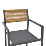 Aluminum armchair Savor stackable anthracite frame-textilene natural rattan 55x58x83cm - Слика 6