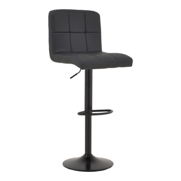 Bar stool Remina height adjustable black pu-black metal base 44x44x112cm