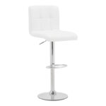 Барска столица Remina со прилагодлива висина во бела боја, PU-хромирана основа 44x44x112 см