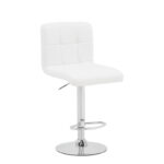 Bar stool Remina height adjustable white pu-chrome base 44x44x112cm - Image 3