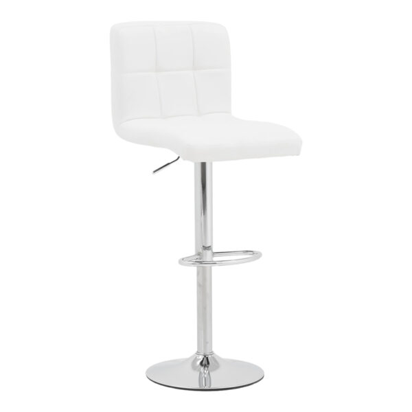 Bar stool Remina height adjustable white pu-chrome base 44x44x112cm