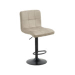Bar stool Remina height adjustable beige velvet-black matt base 44x44x112cm - Image 3