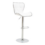 Bar stool Jorine height adjustable white pu-chrome base 53x44x114cm
