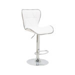 Bar stool Jorine height adjustable white pu-chrome base 53x44x114cm - Image 3