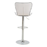 Bar stool Jorine height adjustable white pu-chrome base 53x44x114cm - Image 6