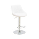 Bar stool Boronez height adjustable white pu-chrome base 47x49x112cm - Image 3