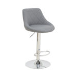 Bar stool Boronez height adjustable grey pu-chrome base 47x49x112cm - Слика 3