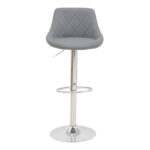 Bar stool Boronez height adjustable grey pu-chrome base 47x49x112cm - Слика 5