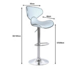 Bar stool Butterfly height adjustable white pu-chrome base 47x47x100cm - Слика 6