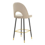 Bar stool Casenio beige velvet-black-gold metal base 48x50x117cm - Слика 2