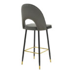 Bar stool Casenio velvet dark grey -black-gold metal base 48x50x117cm - Слика 2