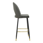 Bar stool Casenio velvet dark grey -black-gold metal base 48x50x117cm - Слика 3