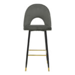 Bar stool Casenio velvet dark grey -black-gold metal base 48x50x117cm - Слика 4