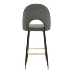Bar stool Casenio velvet dark grey -black-gold metal base 48x50x117cm - Слика 5