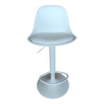 Bar stool Louser height adjustable white pp with cushion-white metal base 44x46x114cm - Слика 3
