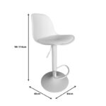 Bar stool Louser height adjustable white pp with cushion-white metal base 44x46x114cm - Слика 5