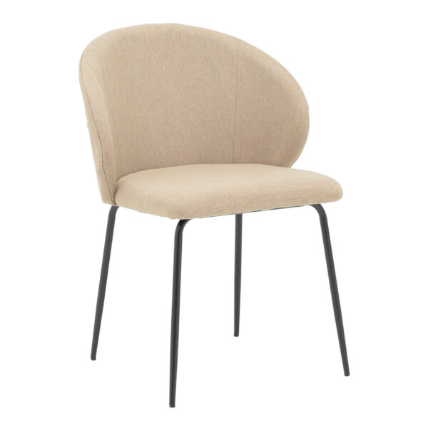 Chair Olympian beige fabric-black metal leg 50x55x83cm