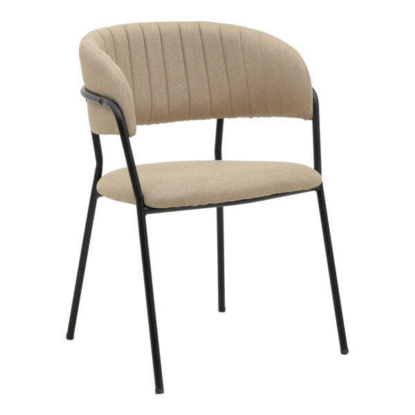 Chair Morel beige fabric- black metal leg 55x55x76cm