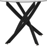 Antoro table glass and metal legs in black shade D100x75cm - Слика 4
