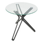 Table Dezous glass-black metal legs D70x75cm - Слика 2