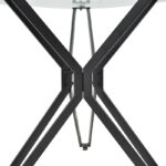 Table Dezous glass-black metal legs D70x75cm - Слика 3