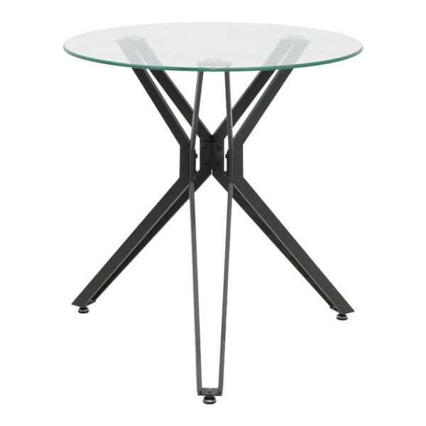 Table Dezous glass-black metal legs D70x75cm