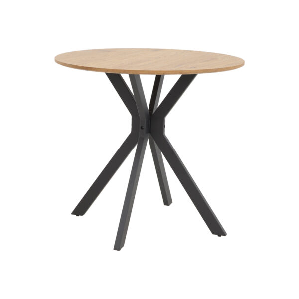 Table Xuson natural mdf-black metal legs D80x75cm