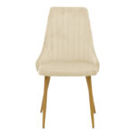 Chair Azori velvet beige fabric with natural color metal leg 49x55x85cm - Image 4