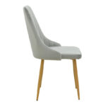 Chair Azori velvet grey fabric with natural color metal leg 49x55x85cm - Image 3