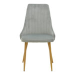 Chair Azori velvet grey fabric with natural color metal leg 49x55x85cm - Image 4