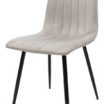 Chair Noor velvet grey fabric with black color metal leg 44x53x86cm - Слика 6