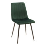 Chair Noor velvet green fabric with black color metal leg 44x53x86cm