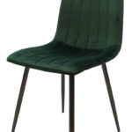 Chair Noor velvet green fabric with black color metal leg 44x53x86cm - Image 6