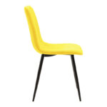 Chair Noor velvet yellow fabric with black color metal leg 44x53x86cm - Слика 3